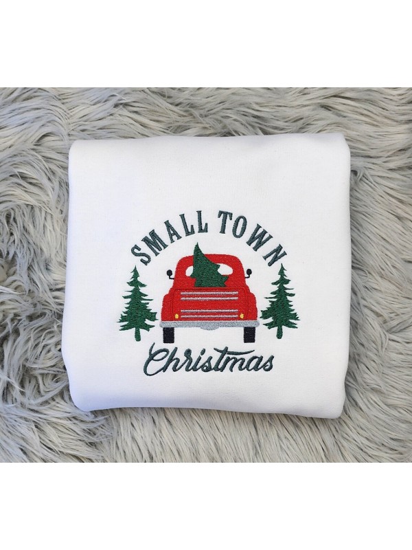 Embroidered Small Town Christmas Sweatshirt