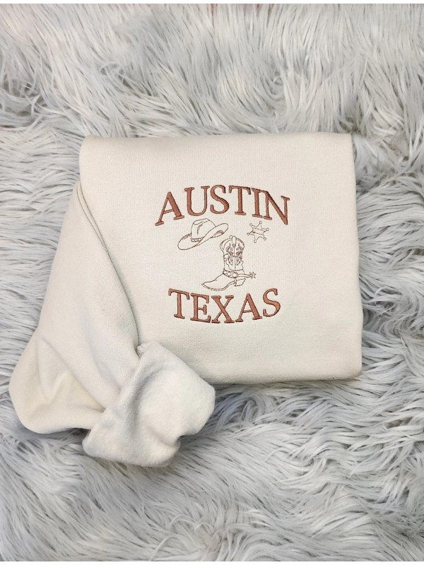 Embroidered Austin Texas Crewneck Sweatshirt