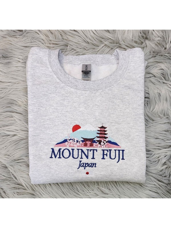 Embroidered Mount Fuji Unisex Sweatshirt