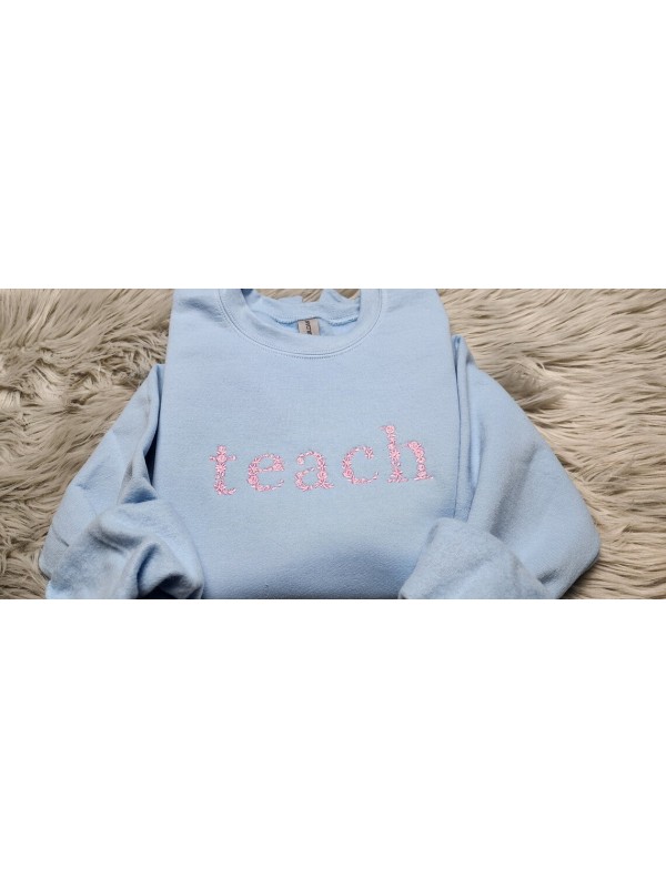 Teach Floral Embroidered Sweatshirt