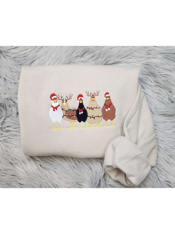 Funny Christmas Chickens Embroidered Unisex Sweats...