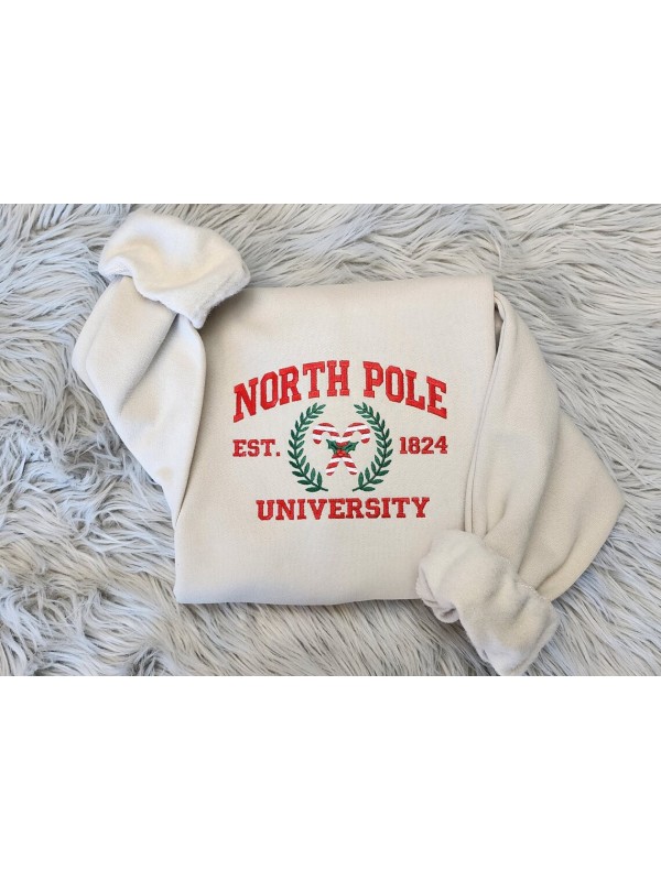 Embroidered North Pole University Funny Santa Unis...